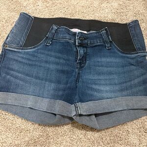 Isabel Maternity Denim Shorts with Black Waistband